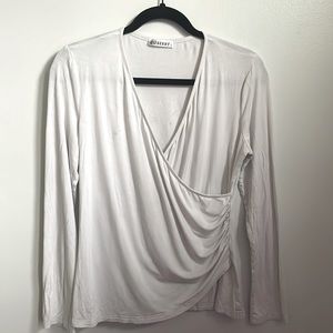 White long sleeve scoop neckline